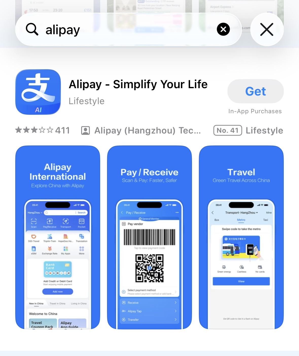 Official Alipay app listing in the App Store